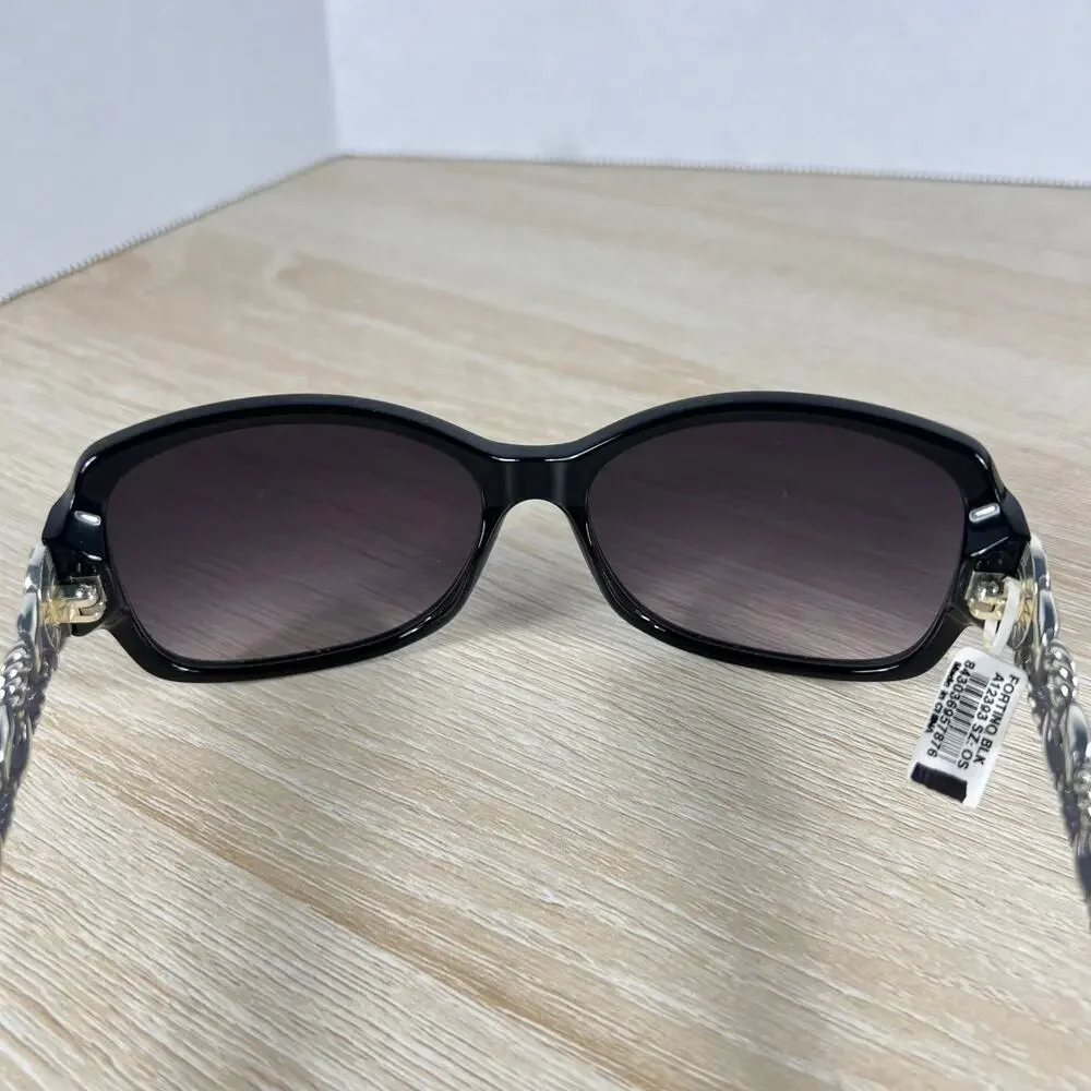 Brighton A12393-125 Fortino Sunglasses Black Silver Chain Link 56-15